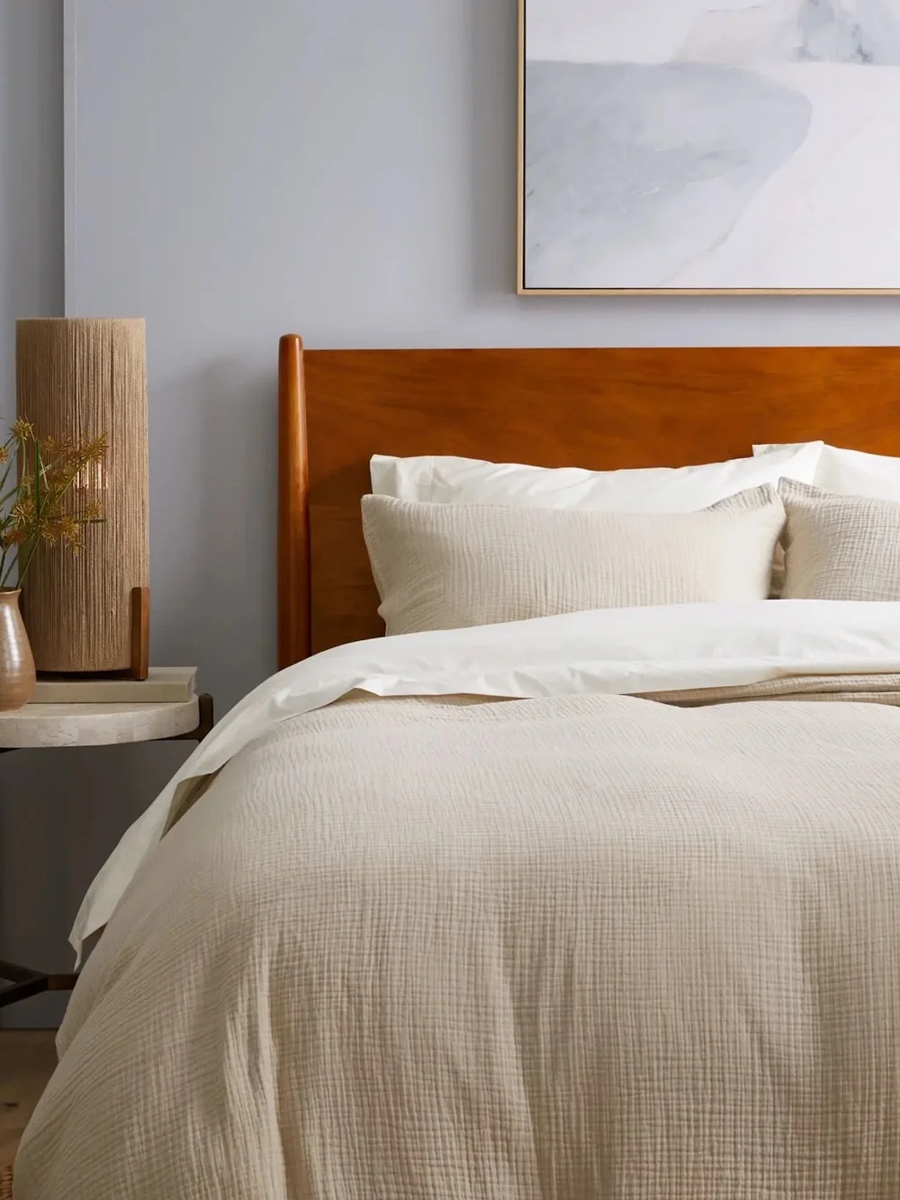 NWT Quince Sand (Dune) Organic Cotton Gauze Duvet Cover and Sham Set!